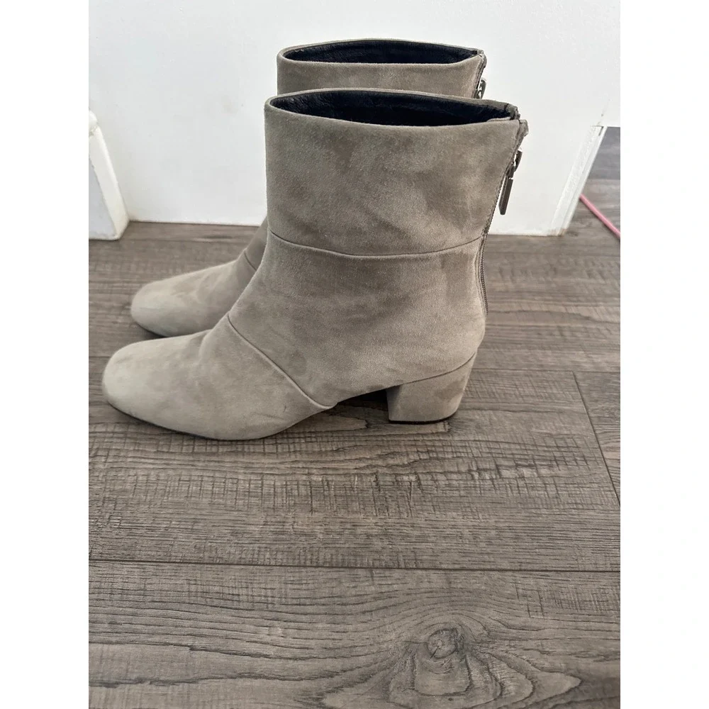 Kenneth Cole New York Womens Taupe Suede Square Toe Block Heel Ankle Boots 8M